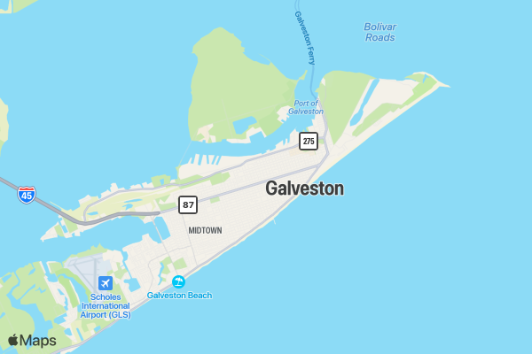 Historic Galveston Ghost Tour location map image